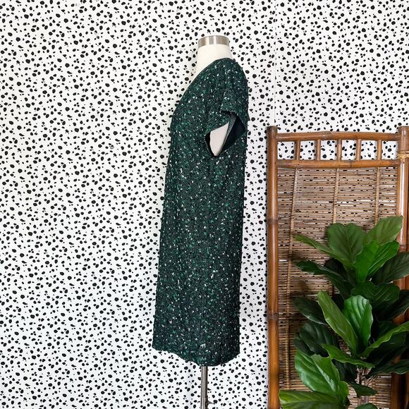 NEW Ming Wang | Tweed Boucle stretch Knit Green Black Cap Sleeve Sheath Dress S - Picture 9 of 11